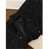 image:imageFloerns Womens Sparkly Rhinestone Sweat Pants Elastic Waist Drawstring Straight Wide Leg Trendy Interior SweatpantsBlack