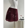 image:imageFloerns Womens Sparkly Sequin Mini Skirt Y2K Beaded Floral Hip SkirtsBurgundy