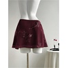 image:imageFloerns Womens Sparkly Sequin Mini Skirt Y2K Beaded Floral Hip SkirtsBurgundy