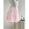 image:imageFloerns Womens Sparkly Sequin Mini Skirt Y2K Beaded Floral Hip SkirtsLight Pink
