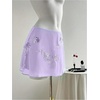 image:imageFloerns Womens Sparkly Sequin Mini Skirt Y2K Beaded Floral Hip SkirtsMauve Purple