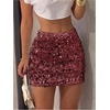 image:imageFloerns Womens Sparkly Sequin Mini Skirt Y2k High Waisted Going Out SkirtBurgundy