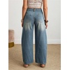 image:imageFloerns Womens Straight Leg Mom Jeans Mid Waist Boyfriend Casual Baggy Denim PantsBlue
