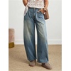 image:imageFloerns Womens Straight Leg Mom Jeans Mid Waist Boyfriend Casual Baggy Denim PantsBlue