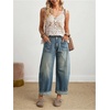 image:imageFloerns Womens Straight Leg Mom Jeans Mid Waist Boyfriend Casual Baggy Denim PantsBlue