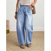 image:imageFloerns Womens Straight Leg Mom Jeans Mid Waist Boyfriend Casual Baggy Denim PantsLight Wash