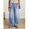 image:imageFloerns Womens Straight Leg Mom Jeans Mid Waist Boyfriend Casual Baggy Denim PantsLight Wash