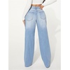 image:imageFloerns Womens Straight Leg Ripped Jeans Low Waisted Casual Distressed Denim PantsLight Wash