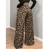 image:imageFloerns Womens Street Cheetah Print Baggy Pants Drawstring Wide Leg Elastic Waist Loose Long TrousersBrown and Black