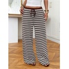 image:imageFloerns Womens Striped Knit Pants Drawstring Waist Lounge Beach PantsBrown