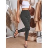 image:imageFloerns Womens Striped Print Wide Waistband Cropped Workout Legging PantsBlack