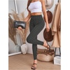 image:imageFloerns Womens Striped Print Wide Waistband Cropped Workout Legging PantsBlack