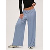 image:imageFloerns Womens Striped Wide Leg Pants Drawstring Waist Loose Long Trousers Lounge BottomsBlue and White