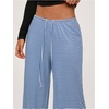 image:imageFloerns Womens Striped Wide Leg Pants Drawstring Waist Loose Long Trousers Lounge BottomsBlue and White
