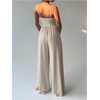 image:imageFloerns Womens Summer Jumpsuit Romper Spaghetti Strap Wide Leg Baggy PantsApricot