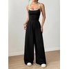 image:imageFloerns Womens Summer Jumpsuit Romper Spaghetti Strap Wide Leg Baggy PantsBlack Multi