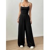 image:imageFloerns Womens Summer Jumpsuit Romper Spaghetti Strap Wide Leg Baggy PantsBlack Multi