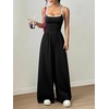 image:imageFloerns Womens Summer Jumpsuit Romper Spaghetti Strap Wide Leg Baggy PantsBlack Multi