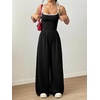 image:imageFloerns Womens Summer Jumpsuit Romper Spaghetti Strap Wide Leg Baggy PantsBlack Multi