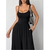 image:imageFloerns Womens Summer Jumpsuit Romper Spaghetti Strap Wide Leg Baggy PantsBlack Solid