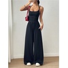 image:imageFloerns Womens Summer Jumpsuit Romper Spaghetti Strap Wide Leg Baggy PantsBlack Tall