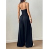 image:imageFloerns Womens Summer Jumpsuit Romper Spaghetti Strap Wide Leg Baggy PantsBlack Tall