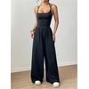 image:imageFloerns Womens Summer Jumpsuit Romper Spaghetti Strap Wide Leg Baggy PantsBlack Tall
