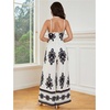 image:imageFloerns Womens Summer Jumpsuit Romper Spaghetti Strap Wide Leg Baggy PantsBlack and Apricot