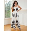 image:imageFloerns Womens Summer Jumpsuit Romper Spaghetti Strap Wide Leg Baggy PantsBlack and Apricot
