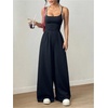 image:imageFloerns Womens Summer Jumpsuit Romper Spaghetti Strap Wide Leg Baggy PantsBlack and White