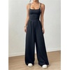 image:imageFloerns Womens Summer Jumpsuit Romper Spaghetti Strap Wide Leg Baggy PantsBlack and White