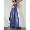 image:imageFloerns Womens Summer Jumpsuit Romper Spaghetti Strap Wide Leg Baggy PantsBlue Plain
