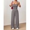 image:imageFloerns Womens Summer Jumpsuit Romper Spaghetti Strap Wide Leg Baggy PantsBrown and Blue