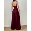 image:imageFloerns Womens Summer Jumpsuit Romper Spaghetti Strap Wide Leg Baggy PantsBurgundy