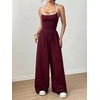 image:imageFloerns Womens Summer Jumpsuit Romper Spaghetti Strap Wide Leg Baggy PantsBurgundy Multi