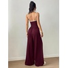 image:imageFloerns Womens Summer Jumpsuit Romper Spaghetti Strap Wide Leg Baggy PantsBurgundy Multi