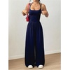 image:imageFloerns Womens Summer Jumpsuit Romper Spaghetti Strap Wide Leg Baggy PantsDark Blue