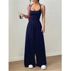 image:imageFloerns Womens Summer Jumpsuit Romper Spaghetti Strap Wide Leg Baggy PantsDark Blue