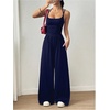 image:imageFloerns Womens Summer Jumpsuit Romper Spaghetti Strap Wide Leg Baggy PantsDark Blue
