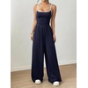 image:imageFloerns Womens Summer Jumpsuit Romper Spaghetti Strap Wide Leg Baggy PantsDark Blue Multi