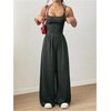image:imageFloerns Womens Summer Jumpsuit Romper Spaghetti Strap Wide Leg Baggy PantsDark Grey