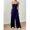 image:imageFloerns Womens Summer Jumpsuit Romper Spaghetti Strap Wide Leg Baggy PantsDeep Blue