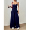image:imageFloerns Womens Summer Jumpsuit Romper Spaghetti Strap Wide Leg Baggy PantsDeep Blue