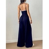 image:imageFloerns Womens Summer Jumpsuit Romper Spaghetti Strap Wide Leg Baggy PantsDeep Blue
