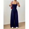 image:imageFloerns Womens Summer Jumpsuit Romper Spaghetti Strap Wide Leg Baggy PantsDeep Blue