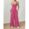 image:imageFloerns Womens Summer Jumpsuit Romper Spaghetti Strap Wide Leg Baggy PantsHot Pink