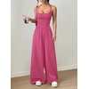 image:imageFloerns Womens Summer Jumpsuit Romper Spaghetti Strap Wide Leg Baggy PantsHot Pink