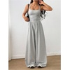image:imageFloerns Womens Summer Jumpsuit Romper Spaghetti Strap Wide Leg Baggy PantsLight Grey