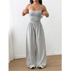 image:imageFloerns Womens Summer Jumpsuit Romper Spaghetti Strap Wide Leg Baggy PantsLight Grey