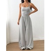 image:imageFloerns Womens Summer Jumpsuit Romper Spaghetti Strap Wide Leg Baggy PantsLight Grey